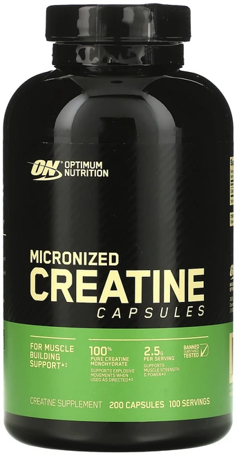 Optimum Nutrition 미분화 크레아틴 캡슐 2.5g 캡슐 200정(캡슐당 1.25g), OptimumNutrition미분화크레아틴캡슐25g캡슐, 1개, 200정 - 쿠팡