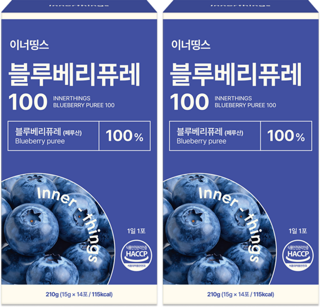 블루베리 퓨레 100% NFC 스틱 HACCP 인증, 2개, 210g