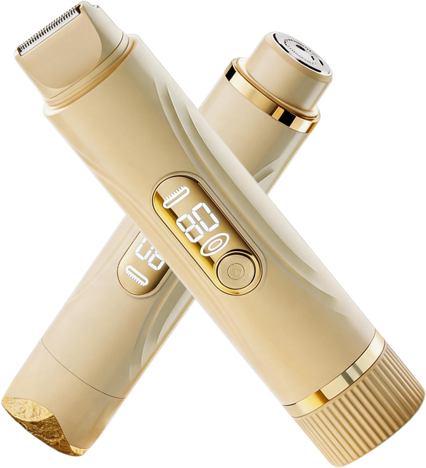 AlilA 2in1 여성 제모기 브라질리언 트리머+면도기 비키니라인 Y존 겨드랑이 전신 케어, DM-3033, 전기면도기