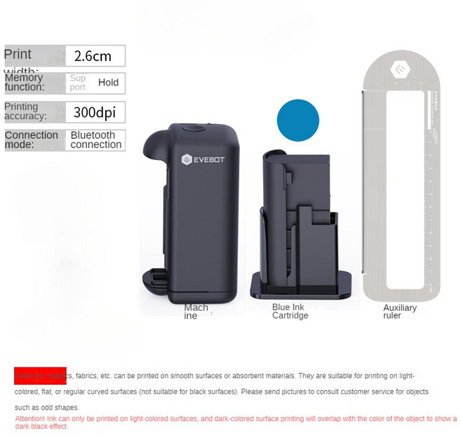 미니 휴대용 로고 프린터 소형 코딩기 비닐봉지 의류 직물 상자 컵 속건성 방수 잉크, Blue Printer