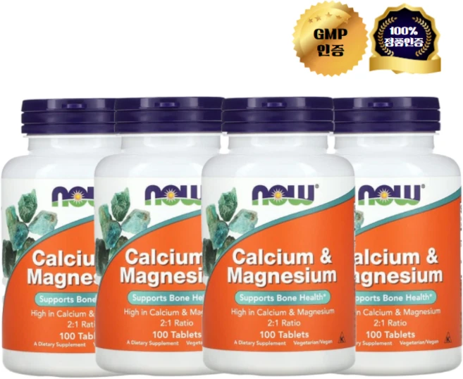 2+2 나우푸드 칼슘 마그네슘 100정, 4개 - 쿠팡