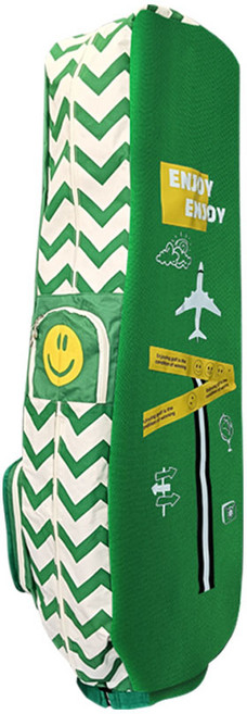 [아이언티샷] 스마일 항공커버 10초 골프 기능성 항공백 일체형 바퀴형 호환 파우치, 그린