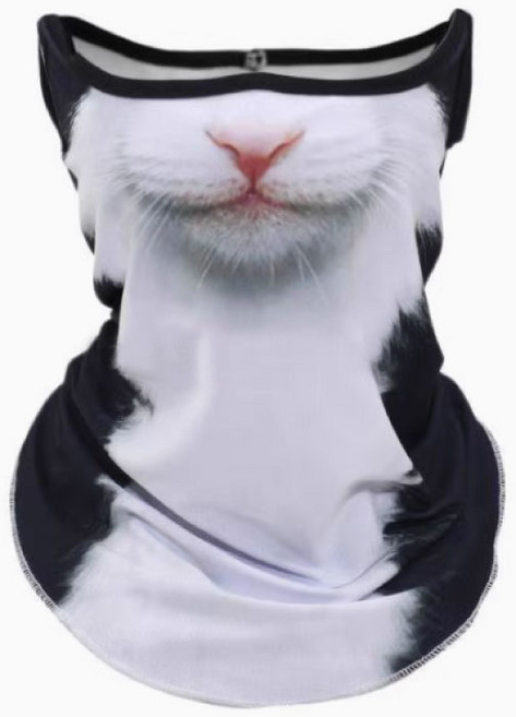 리빙릿 동물 멀티스카프 자전거 오토바이 마스크 자외선차단 얼굴가리개, 하얀 고양이, 1개