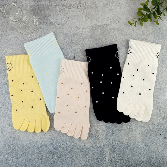 온더레드 도트 발가락양말 순면 발목양말 5켤레