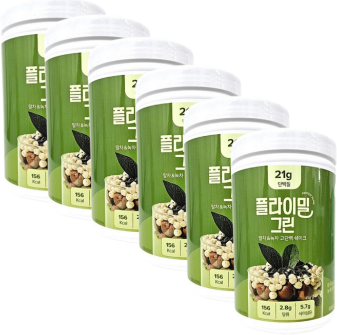 플라이밀 단백질 쉐이크 대용량 그린 녹차맛, 630g, 6개