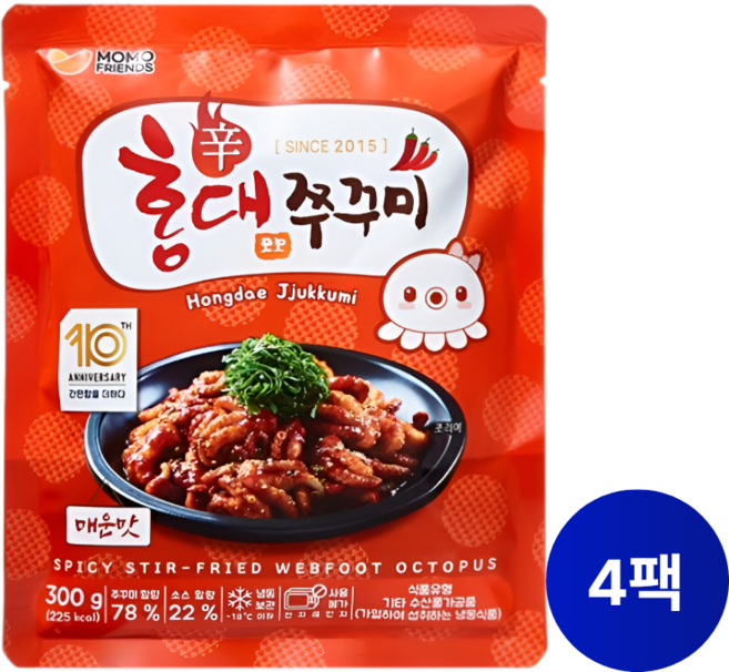 홍대쭈꾸미 매운맛 300g 4팩, 4개