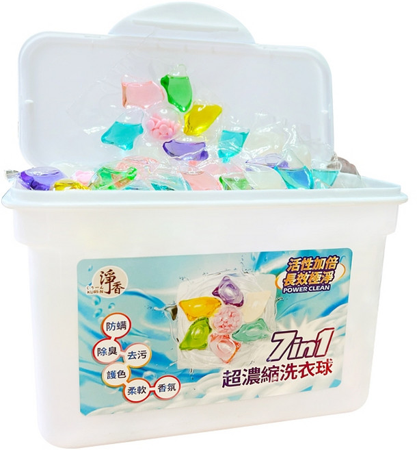 七合一洗衣球 濃縮洗衣凝珠 香氛洗衣球, 1個, 七合一洗衣球-天然果香(30顆/盒)