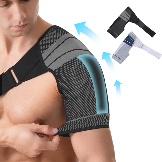 어깨 압박 보호대 한쪽 어깨 밴드 운동 어깨보호대 조절 가능 남여공용, 블랙, 1개