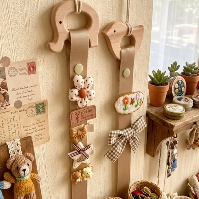 푸리 벽걸이 헤어악세사리 정리대 헤어보관함, 새