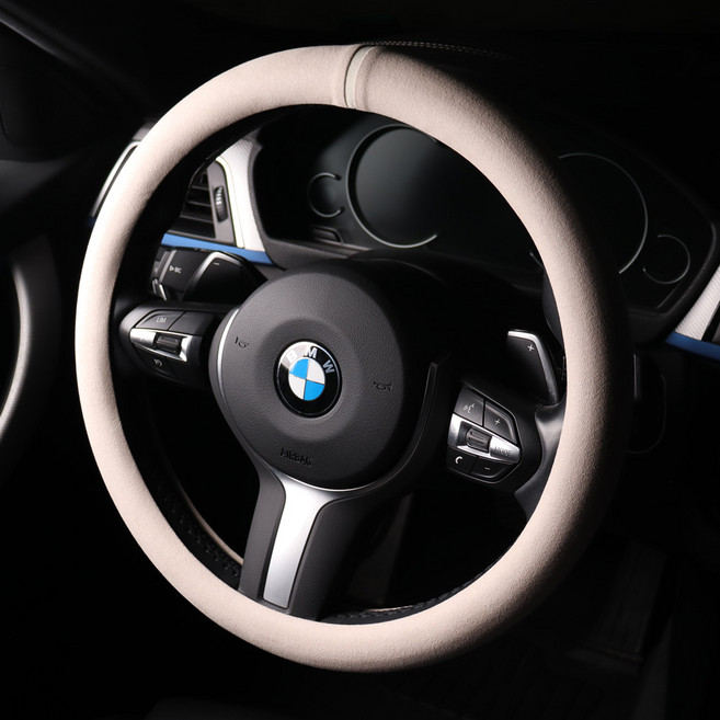 씨아트 샤무드 자동차 핸들커버 얇은 슬림한 겨울, 샤무드 핸들커버-크림 아이보리