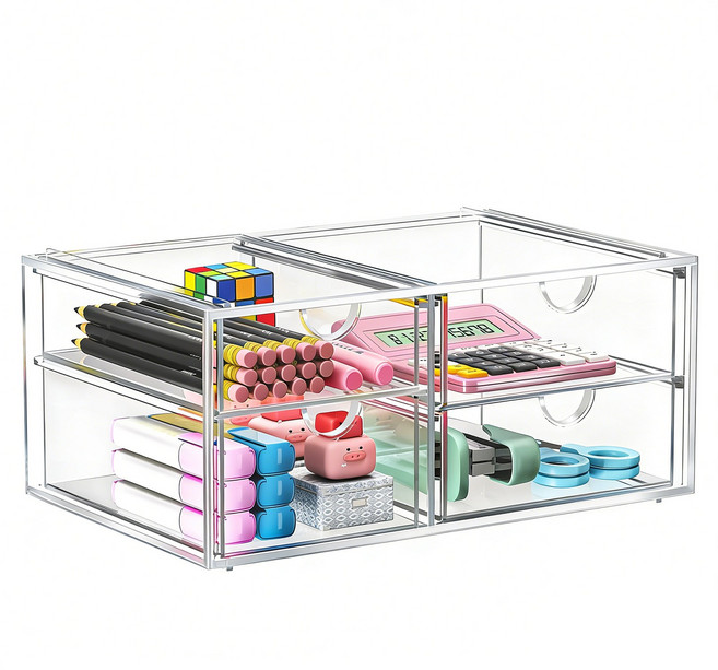 Kipnos 투명창 서랍 다용도 펜트리 수납 정리함 리빙박스 서랍 정리함 수납함 팬트리 정리함, 4개, 투명