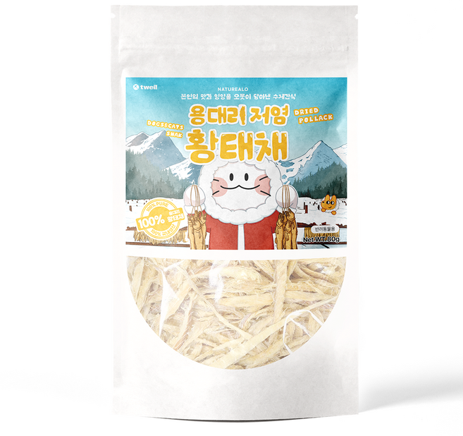 국내생산 강아지 네이처알로 수제간식 무염 황태채, 80g, 6개