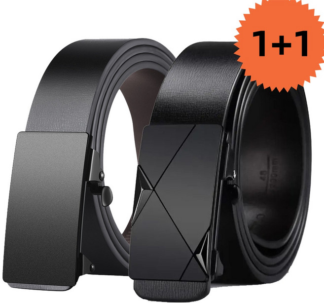 1+1 고급 가죽 캐주얼 정장 벨트 자동 끈 2개