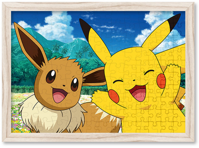 포켓몬스터 피카츄와 이브이 직소 퍼즐+액자 세트 애니메이션 108피스, 단품, 1개