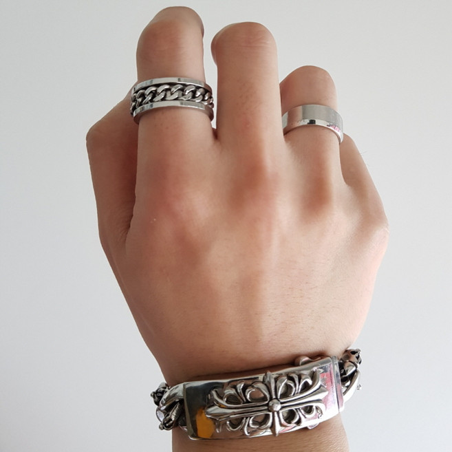 Fit a fan 남성패션반지 무지써지컬스틸 반지 체인반지