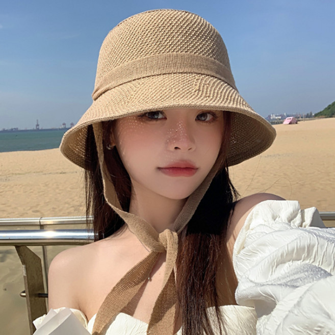 보슈 여성 썬캡 여름 버킷햇 밀짚모자 와이어 벙거지 햇빛차단 모자 gn4-1