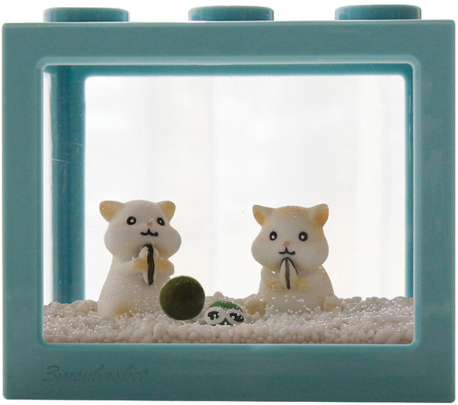 세남자바스켓 귀여운 햄스터와 국산 마리모 키우기 DIY세트, 레트로블루 어항, 1개