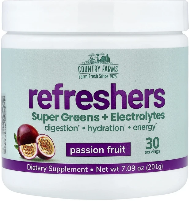 몸관리하세요 겨울입니다 Country Farms Refreshers 슈퍼 그린 + 전해질 패션프루트 201g(7.09oz) 특별관리진행, CountryFarmsRefreshers슈퍼그린전해질패, 201g, 1 - 쿠팡