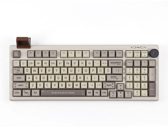 에포메이커 RT100 95% 레트로 기계식키보드 미니 디스플레이 가스켓 마운트 유무선 블루투스, 플라밍고 스위치, 화이트, 일반형