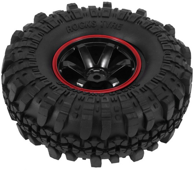 110mm 1.9 인치 림 타이어 휠 타이어 1/10 RC Rock Crawler SCX10 D90 TRX4, 검은 색과 빨간색