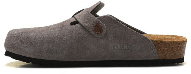 8위 - 버켄스탁 Birkenstock 그레이 슬리퍼 밍크 스웨이드 방수 유니섹스 울 보스턴 빅 버클