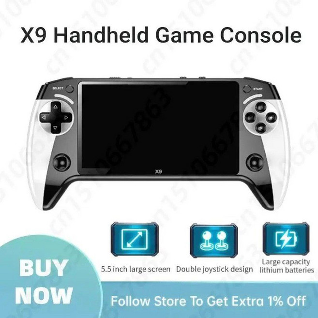 X9 핸드 헬드 게임 콘솔 5.5 인치 IPS 스크린 8GB 2000 + Type-C 충전 포켓 아케이드 플레이어 GB GBA