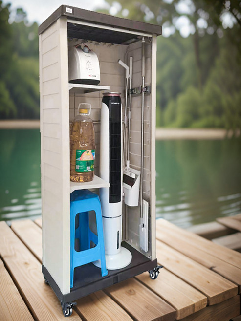 정원 걸레도구상자 발코니 보관 캐비닛 창고 햇빛 차단 야외 소형 보관함 실외용 조립식 창고 수납함 방수 공구함 정원창고 베란다창고 실외수납 창고 대형수납 내구성 잠금장치 보안창고, 450v 90x52x45cm (화이트)