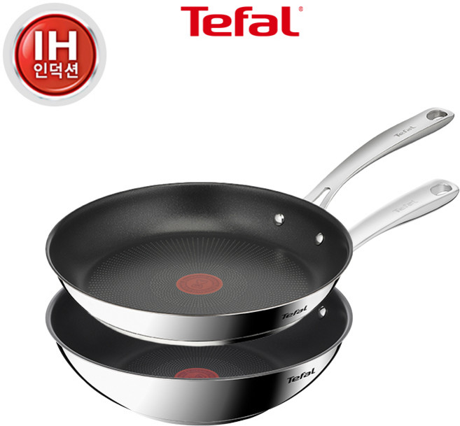 테팔 인덕션 티타늄 3X 퍼펙트 레지스트 프라이팬, 1세트, 2종(팬28+웍28), 스텐