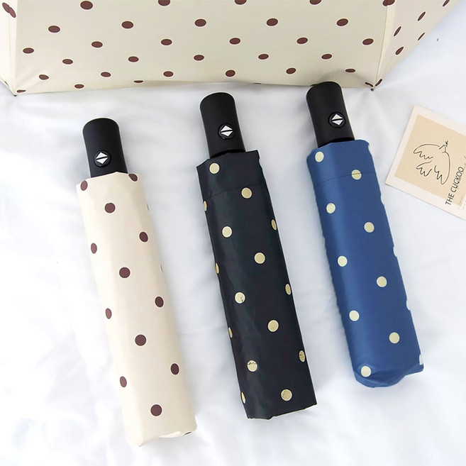 도트 경량 3단우산 UV 자외선차단 양우산 장마 휴대용 접이식 소형 자동우산