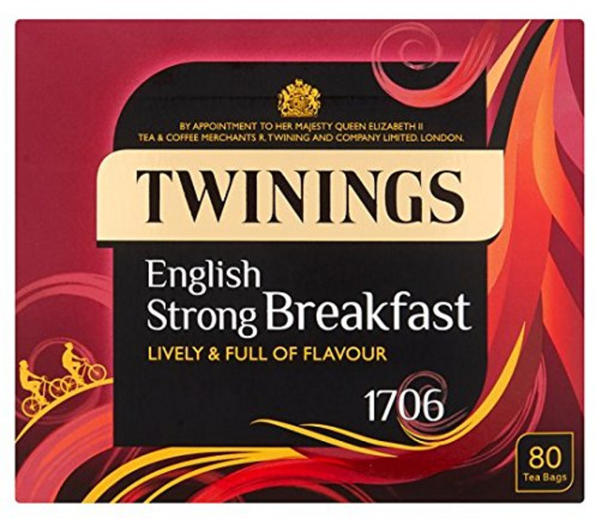 트와이닝 1706 잉글리시 스트롱 브렉퍼스트 티 티백 80 Twinings 1706 English Strong Breakfast Tea 80 Tea Bags 250g (Pac, 1개