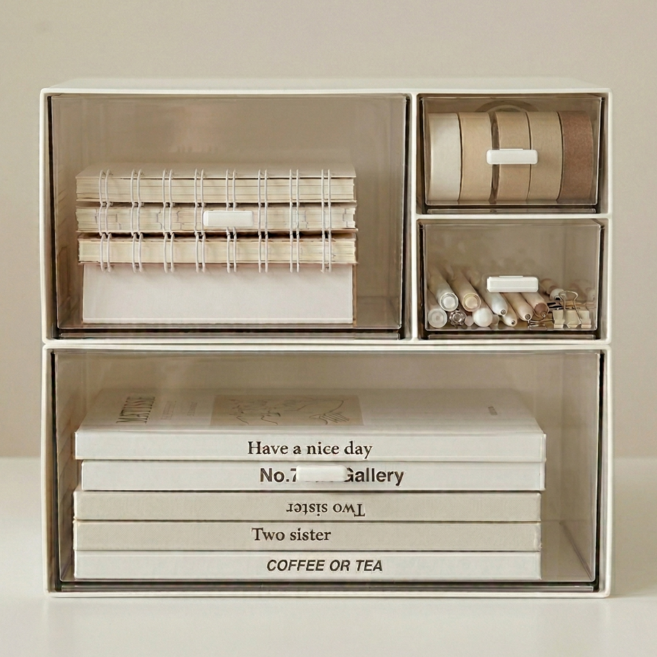 로그엠 2단 책상 정리함 미니 서랍장 수납 오거나이저, 1개