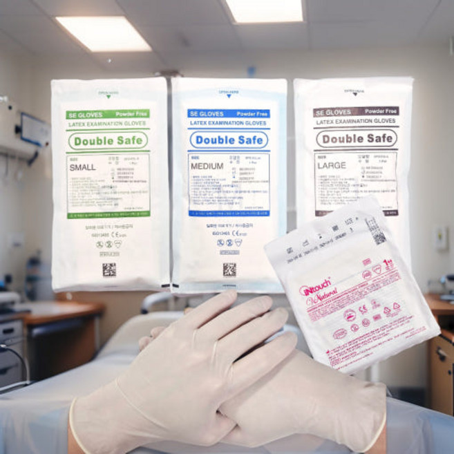 멸균 진료용 장갑 글러브 의료용 병원 라텍스 파우더 프리, 1개, 더블세이프-S