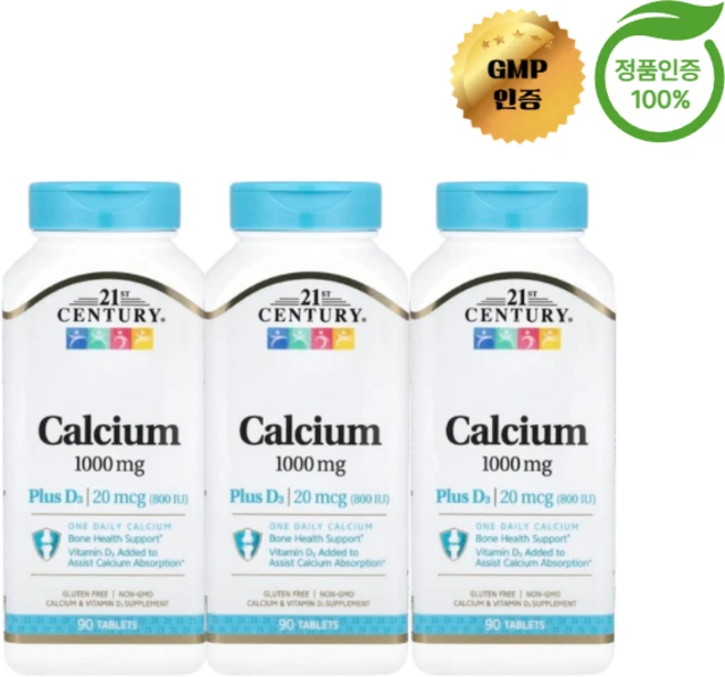 2+1 21st 센추리 칼슘 1000mg + 비타민D3 90정, 3개 - 쿠팡