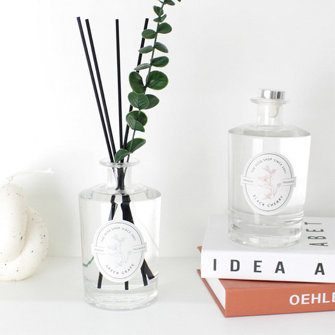 더허브샵 센티드 디퓨저 500ml 식물성 에센션오일 홈 스타일링 오브제 클래식 인테리어 디자인 섬유스틱 리프스틱 패키지 집들이 선물용 집꾸미기용, 피치코튼, 1개