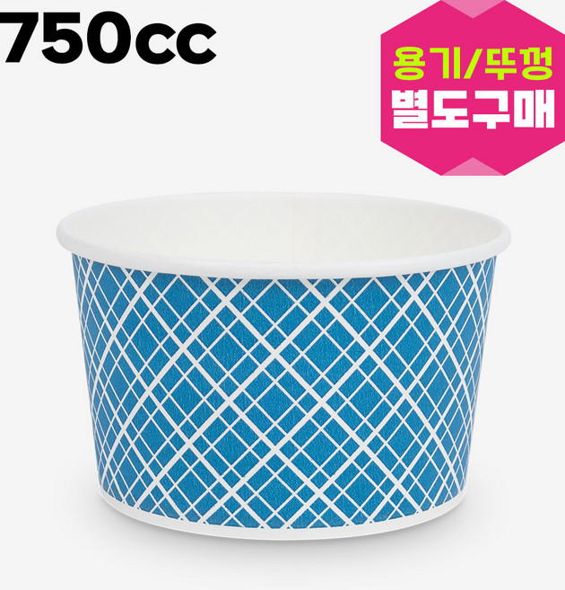 나우스팩 750cc 체크무늬 종이용기 (1000개) - 뚜껑별도 일회용기, 1000개, 1개