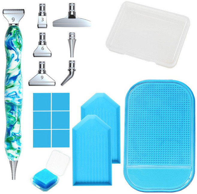 보석십자수 고급펜 세트 드 부자재 취미 작업도구 파란색 1개 DIY 고급형 보석십자수 펜세트 도구 보석십자수 도구 포인트 펜세트, 1세트, 청화백자 세트