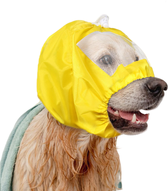 강아지 눈 귀보호 페이스 방수 헤어밴드, 1개, 옐로우