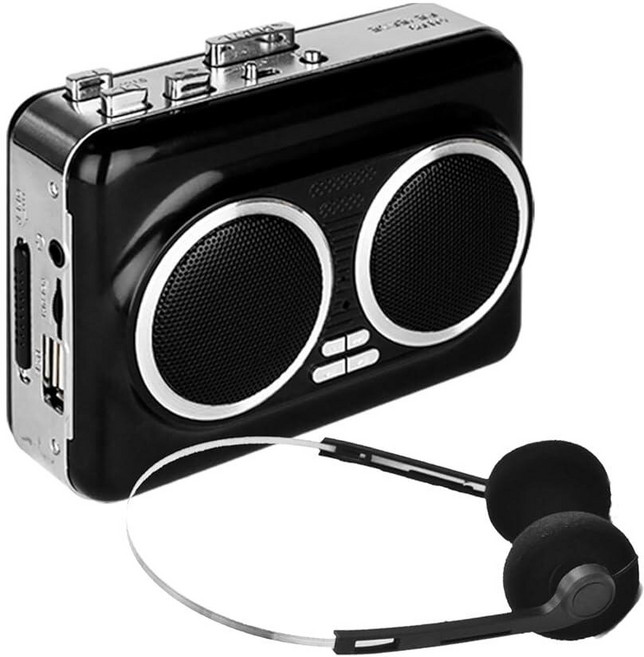 듀얼 스피커 퓨어 스테레오 및 자동 리버스 카세트 플레이어 USB를 통한 휴대용 - MP3 컨버터 전원 옵션이 있는 테이프 USB 카드, 듀얼 스피커 퓨어 스테레오 및 자동 리버스 카세트 플레