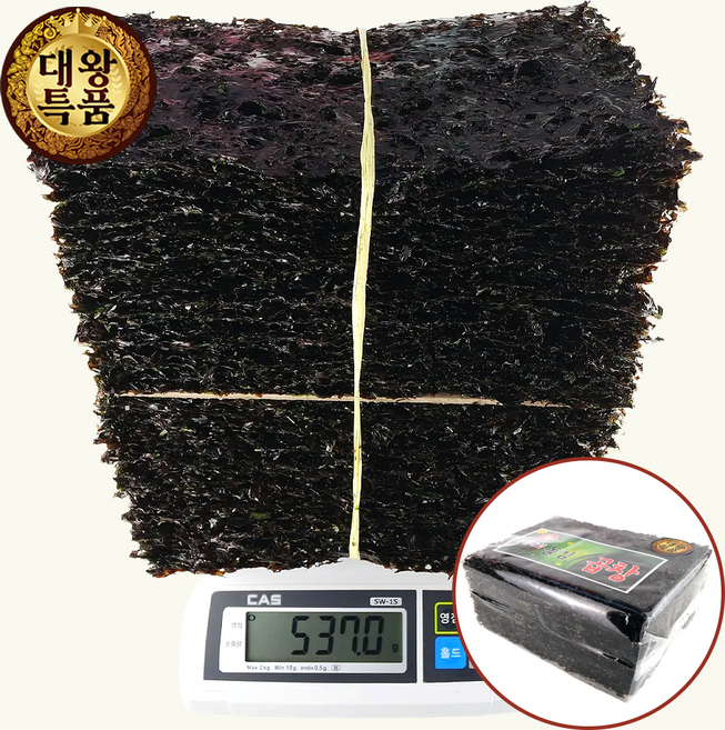 곱창돌김 대왕특품 50장 (반톳) 250g 내외 / 햇김 옛날방식 생산 곱창김 생김, 1개