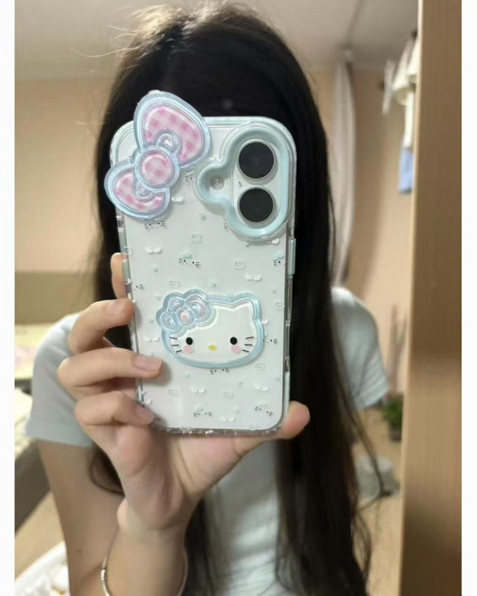 핑크리본 캐릭터키티 큐티케이스 아이폰 케이스 17/16/15