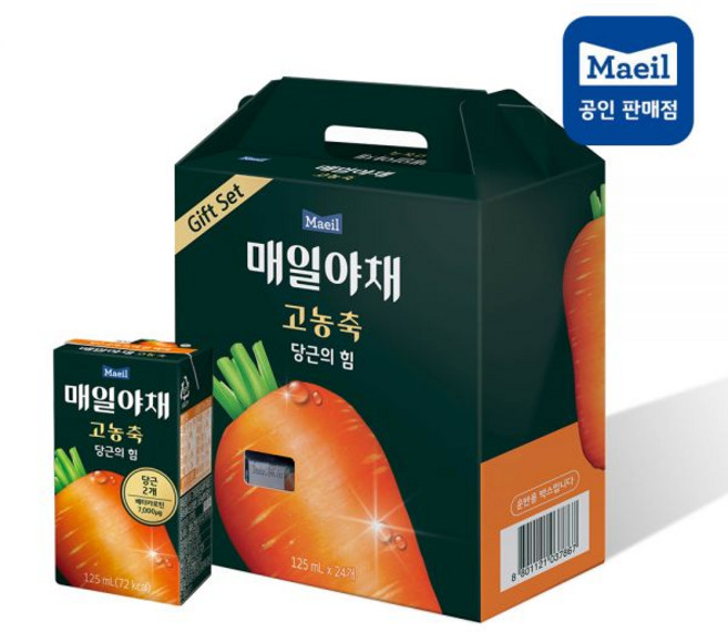 [브랜드정품]매일유업매일야채 고농축 당근의힘 선물 세트 24팩 125ml 당근 쥬스 음료 어버이날 부모님 온가족 건강음료, 토마토의 힘 선물세트 125ml 24팩