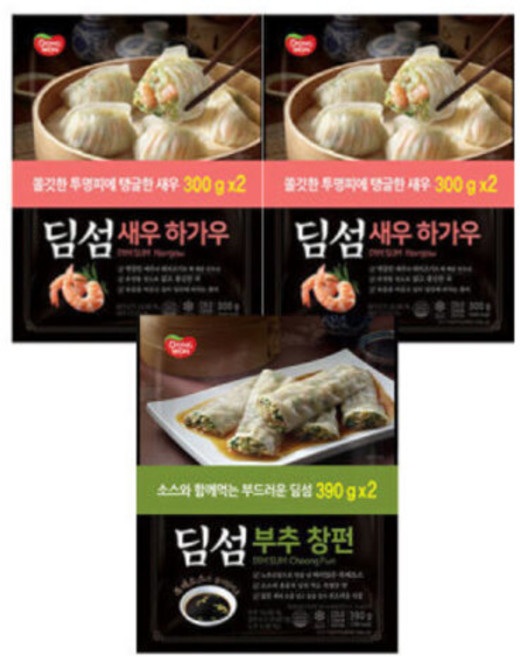 동원 딤섬 새우하가우300gx2 2개 + 부추창펀 390gx2 1개 (총 6봉), 300g