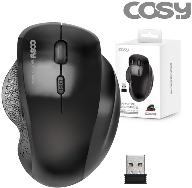 코시 세미 버티컬 무선 마우스 M3469WL, 3단계 DPI (M3469WL), 블랙