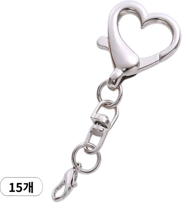 우선컴퍼니 하트 열쇠 고리 15개입 키링고리 키링부자재, 실버, 1세트