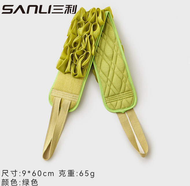 毛巾浴花搓澡巾二合一長條後背洗澡巾擦洗泥神器雙面拉背巾, 1個, 1個裝, 綠色:9*60（拉背巾）