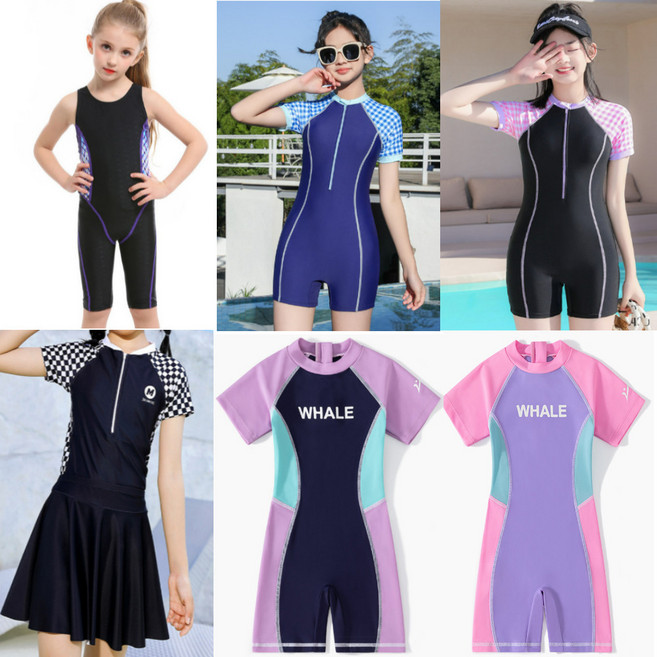 초등학생 여아 수영복 치랭스 5부 올인원 래시가드