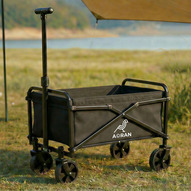 아오란 캠핑웨건 다기능 접이식 수레, 1개, 검은색