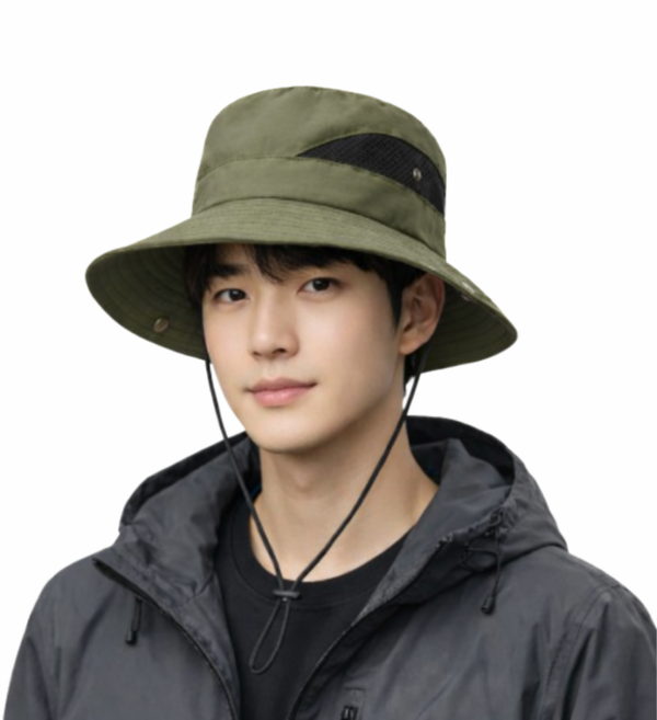 비렌스 베이직 등산 낚시 메쉬 모자 자외선 차단, 스톤 카키