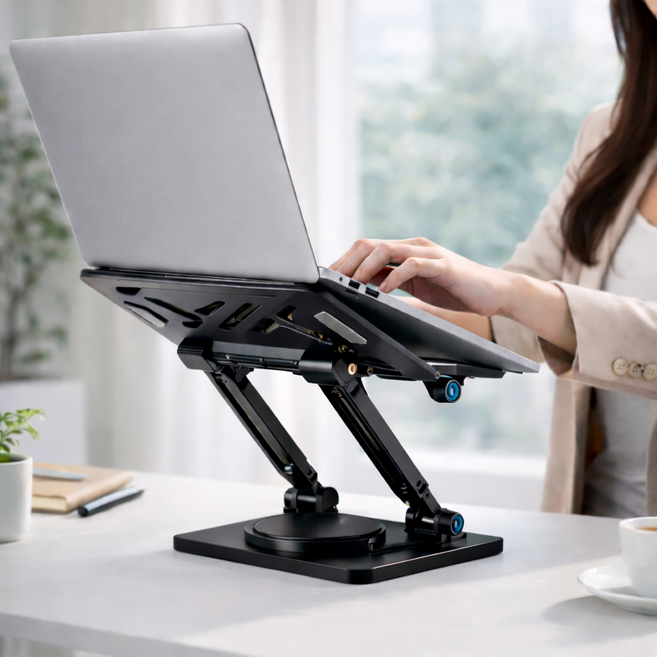 모던셀렉 360도회전 미끄럼방지 노트북 거치대, 1개, 다크그레이