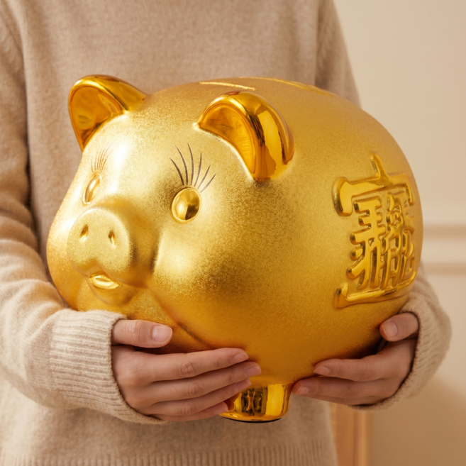 벨린 황금 돼지저금통 돈들어오는 인테리어 개업선물 장식품, 골드